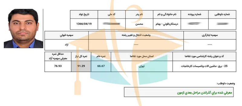 کارنامه قبول شدگان آزمون کارشناس رسمی- آکادمی کریمی