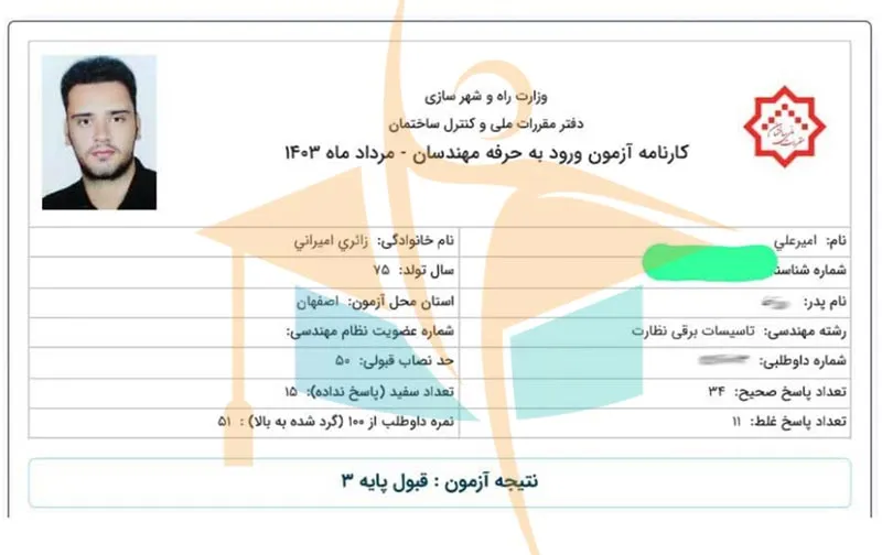 کارنامه قبولی آزمون نظام مهندسی برق- آکادمی کریمی