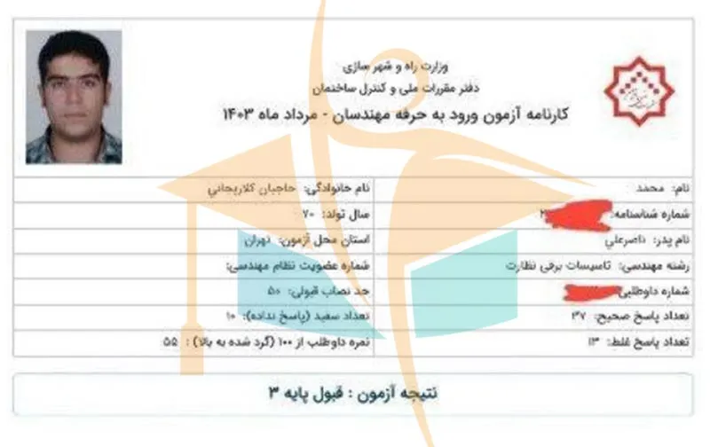 کارنامه قبولی آزمون نظام مهندسی برق- آکادمی کریمی