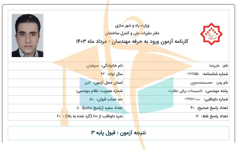 کارنامه قبولی آزمون نظام مهندسی برق- آکادمی کریمی