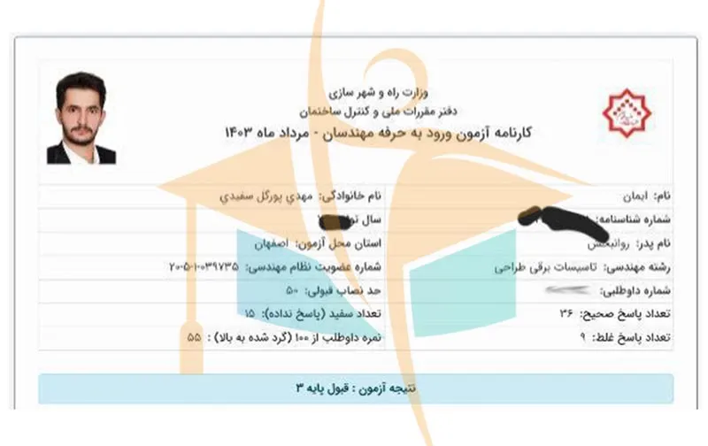 کارنامه قبولی آزمون نظام مهندسی برق- آکادمی کریمی