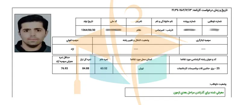 کارنامه قبول شدگان آزمون کارشناس رسمی- آکادمی کریمی