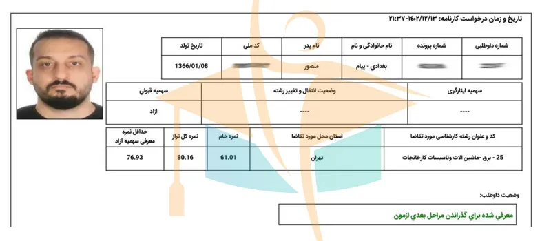 کارنامه قبول شدگان آزمون کارشناس رسمی- آکادمی کریمی